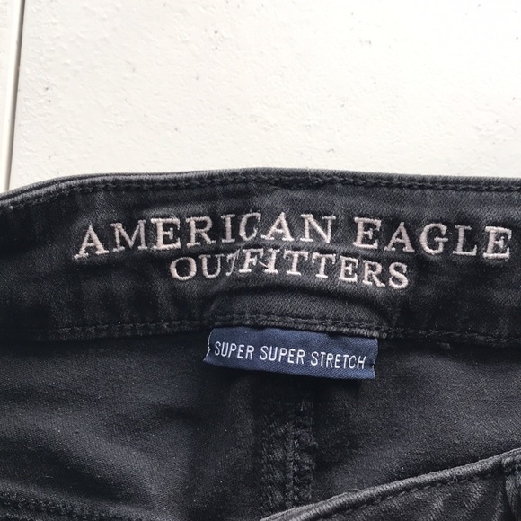 American Eagle black super super stretch mid rise ripped jeggings 4 - Picture 7 of 11